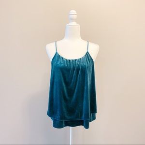 Old Navy Velvet Two Tiered Teal Tank Size M
